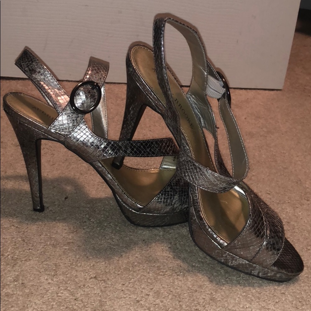 Audrey Brooke Cassidy open toe leather sandal.